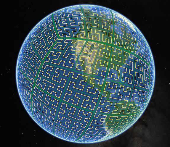 The space-filling curve powering S2 cells. ( source: http://s2geometry.io/devguide/s2cell_hierarchy )